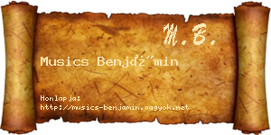Musics Benjámin névjegykártya